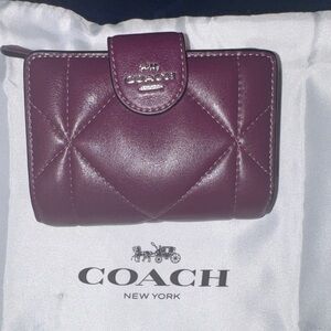 Coach Quilted Leather Wallet in Rich Purple